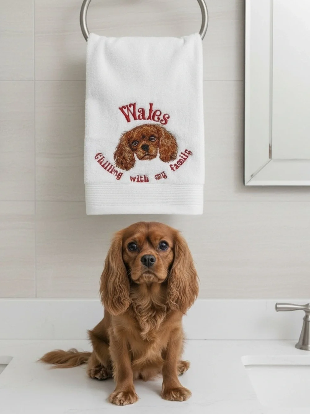 Persosnalized Embroidered Dog Bath Towels with your dog's name. Paws off.